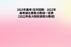 2023年高考:往年回顧：2022年高考湖北錄取分數(shù)線一覽表（2022年各大院校錄取分數(shù)線）