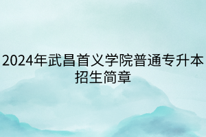 2024年武昌首義學(xué)院普通專升本?招生簡章