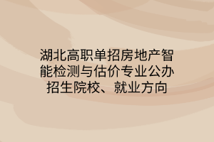 湖北高職單招房地產(chǎn)智能檢測與估價專業(yè)公辦招生院校、就業(yè)方向