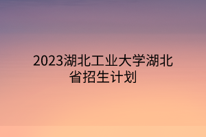 2023湖北工業(yè)大學(xué)湖北省招生計劃