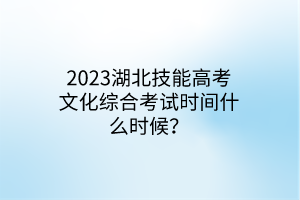 2023湖北技能高考文化綜合考試時間什么時候？