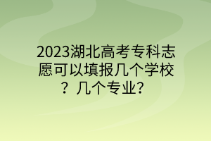 2023湖北高考專科志愿可以填報(bào)幾個(gè)學(xué)校？幾個(gè)專業(yè)？