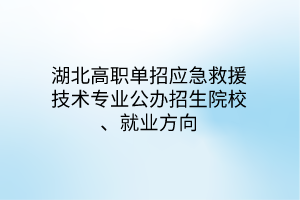 湖北高職單招應急救援技術專業(yè)公辦招生院校、就業(yè)方向
