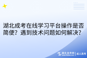 湖北成考在線學(xué)習(xí)平臺操作是否簡便？遇到技術(shù)問題如何解決？