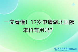 一文看懂！17歲申請(qǐng)湖北國際本科有用嗎？