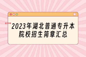 2023年湖北普通專升本院校招生簡章匯總
