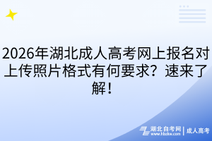 2026年湖北成人高考網(wǎng)上報(bào)名對上傳照片格式有何要求？速來了解！