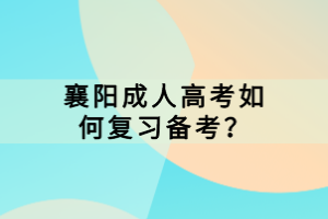 襄陽成人高考如何復習備考？