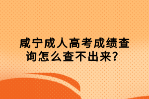 咸寧成人高考成績(jī)查詢(xún)?cè)趺床椴怀鰜?lái)？