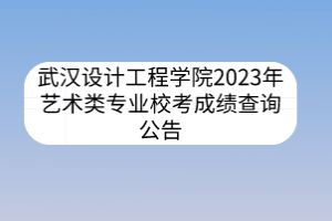 武漢設(shè)計工程學(xué)院2023年藝術(shù)類專業(yè)校考成績查詢公告