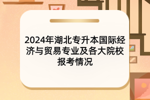 2024年湖北專升本國際經濟與貿易專業(yè)及各大院校報考情況