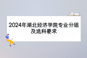 2024年湖北經(jīng)濟學院專業(yè)分組及選科要求