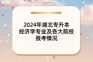 2024年湖北專升本經濟學專業(yè)及各大院校報考情況
