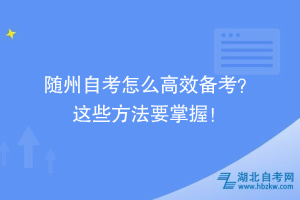 隨州自考怎么高效備考？ 這些方法要掌握！ ?