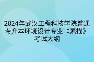 2024年武漢工程科技學院普通專升本環(huán)境設計專業(yè)《素描》考試大綱