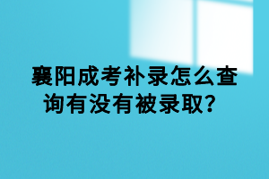 襄陽成考補(bǔ)錄怎么查詢有沒有被錄取? 襄陽成考補(bǔ)錄怎么查詢有沒有被錄取?