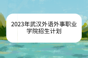 2023年武漢外語(yǔ)外事職業(yè)學(xué)院招生計(jì)劃 2023年武漢外語(yǔ)外事職業(yè)學(xué)院招生計(jì)劃