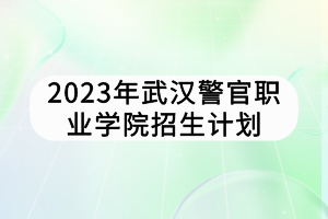 2023年武漢警官職業(yè)學(xué)院招生計(jì)劃 2023年武漢警官職業(yè)學(xué)院招生計(jì)劃