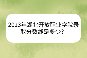 2023年湖北開放職業(yè)學院錄取分數(shù)線是多少？