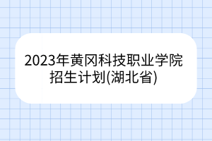 2023年黃岡科技職業(yè)學院招生計劃(湖北省)