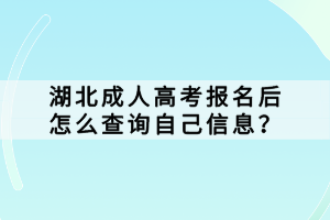 湖北成人高考報(bào)名后怎么查詢自己信息? 湖北成人高考報(bào)名后怎么查詢自己信息?
