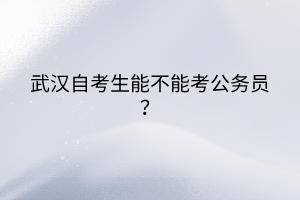 武漢自考生能不能考公務(wù)員? 武漢自考生能不能考公務(wù)員?