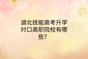 湖北技能高考升學對口高職院校有哪些？