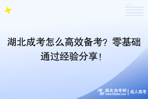 湖北成考怎么高效備考?零基礎通過經驗分享! 湖北成考怎么高效備考?零基礎通過經驗分享!