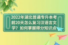 2022年湖北普通專升本考前20天怎么復(fù)習(xí)漢語言文學(xué)?如何掌握得分知識(shí)點(diǎn)