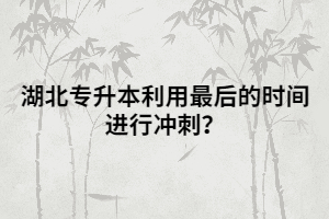 湖北專升本利用最后的時(shí)間進(jìn)行沖刺？