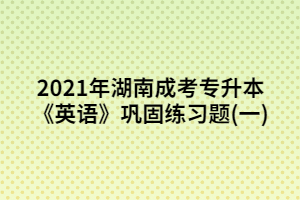 2021年湖南成考專升本《英語》鞏固練習題(1)