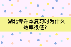 湖北專升本復(fù)習(xí)時(shí)為什么效率很低？