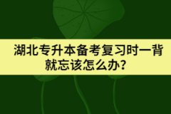 湖北專升本備考復(fù)習(xí)時一背就忘該怎么辦？