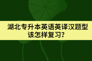湖北專升本英語英譯漢題型該怎樣復習？