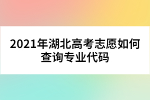 2021年湖北高考志愿如何查詢專業(yè)代碼