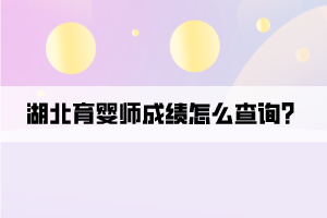 湖北育嬰師成績怎么查詢?