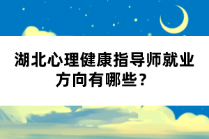 湖北心理健康指導(dǎo)師就業(yè)方向有哪些?