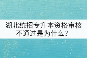 湖北統(tǒng)招專升本資格審核不通過是為什么?