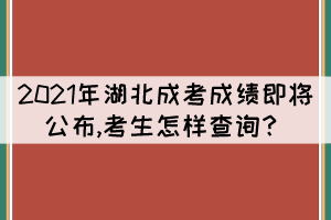2021年湖北成考成績即將公布,考生怎樣查詢?
