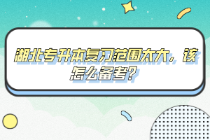 湖北專升本復習范圍太大，該怎么備考？