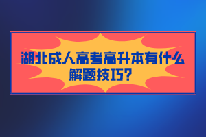 湖北成人高考高升本有什么解題技巧？