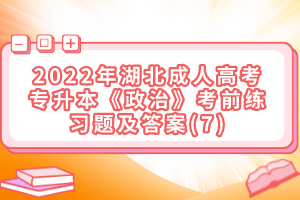 2022年湖北成人高考專升本《政治》考前練習題及答案(7)