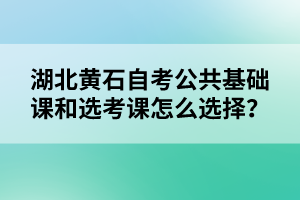 湖北黃石自考公共基礎課和選考課怎么選擇？