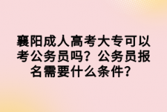 襄陽(yáng)成人高考大專可以考公務(wù)員嗎？公務(wù)員報(bào)名需要什么條件？